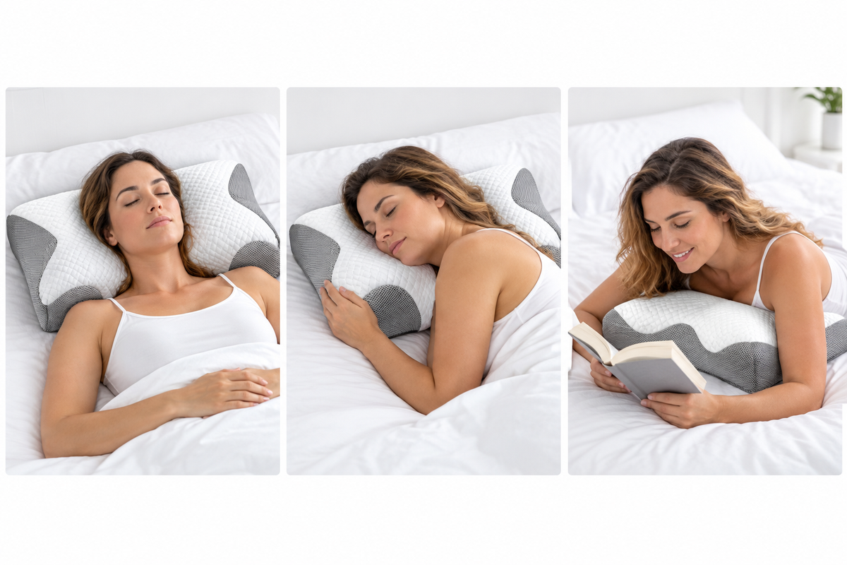 Posiciones de sueño con almohada ergonómica